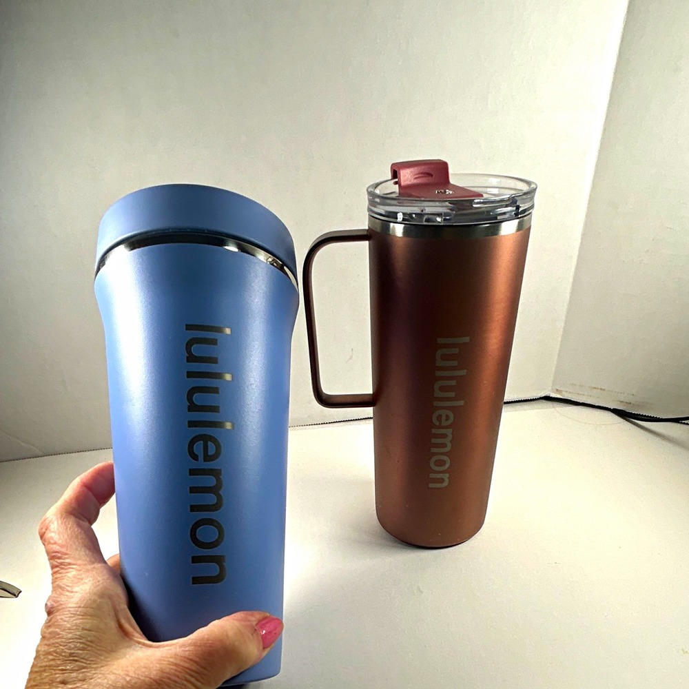 lululemon Insulated Travel Tumblers Handle Lid Straw lavender copper color lot 2